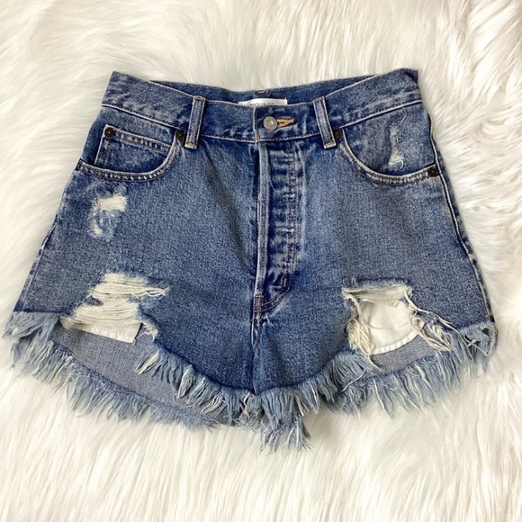 MOUSSY Loose Damage High Rise Distressed Shorts SIZE 2 - Picture 7 of 14
